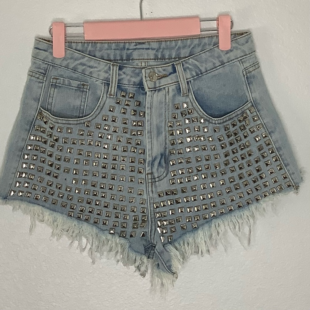 SHEIN Women’s Studded Denim Jean Shorts Size Medium